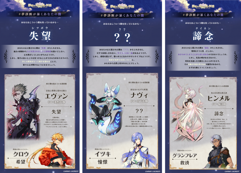 夢を紡ぐファンタジー職業rpg 夢職人と忘れじの黒い妖精 あなたの奥底眠る闇が発覚 黒妖精診断 夢診断が暴くあなたの闇 が登場 診断結果をシェアした方の中から 抽選で出演声優陣のサイン色紙をプレゼント ジークレストコーポレートサイト